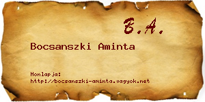 Bocsanszki Aminta névjegykártya